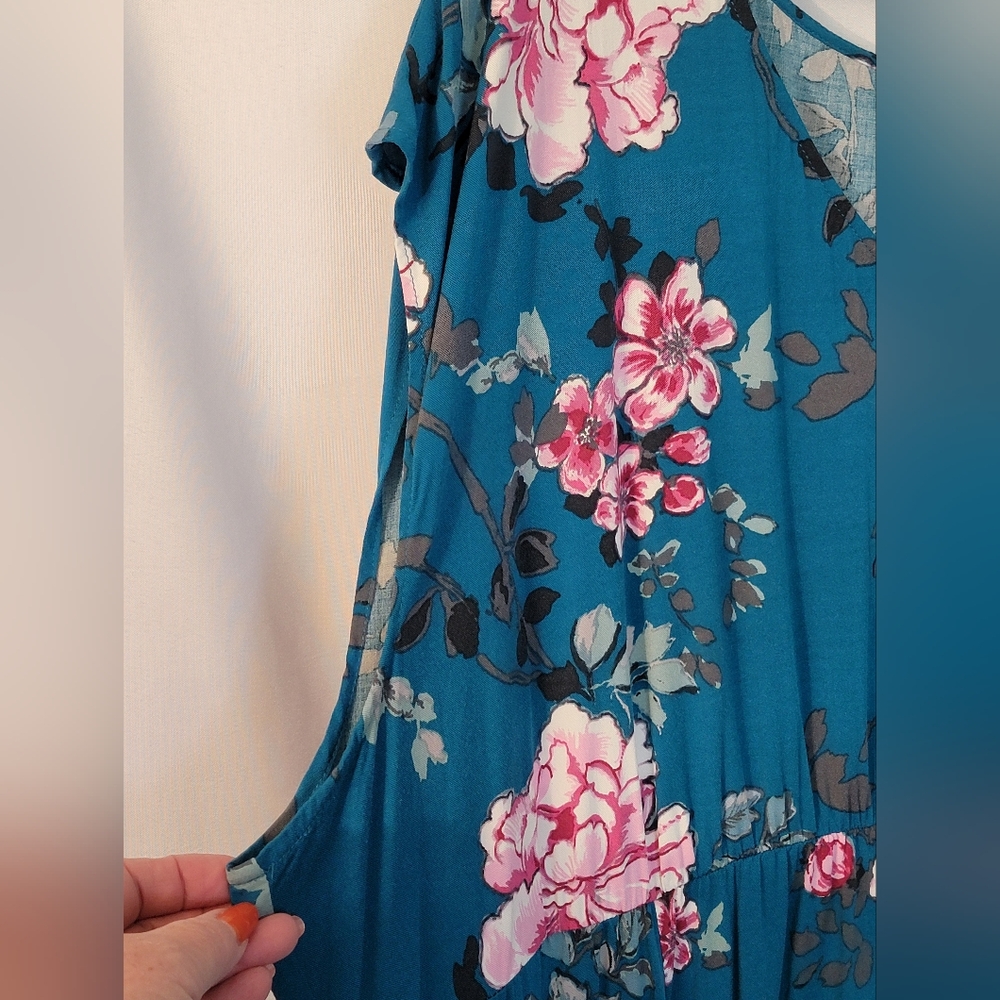 Torrid Dress Teal Blue Floral Size 4 (4X) - Picture 5 of 7
